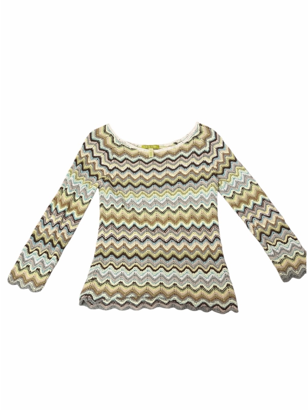 Vintage Sigrid Olsen Crochet Knit Sweater Zigzag Size M